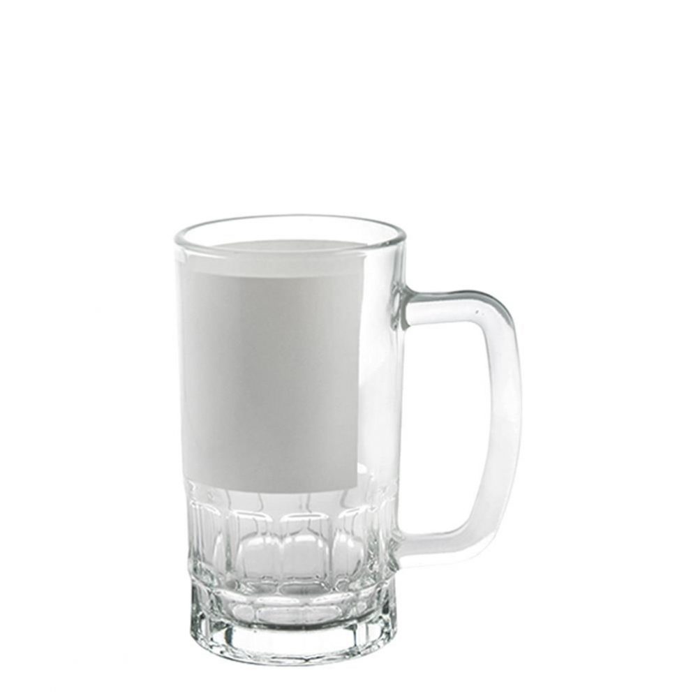 Beer Glass 20oz. - Clear+White Patch