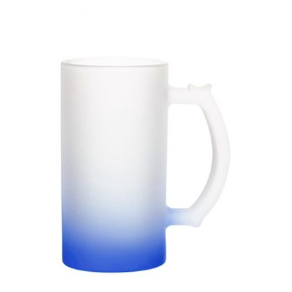 BEER GLASS (Frosted) BLUE DARK Gradient 16oz