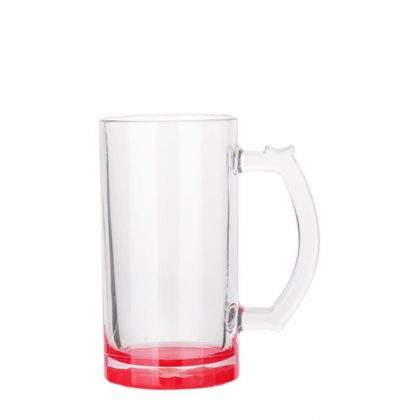 BEER GLASS (Clear) RED bottom 16oz