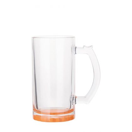 BEER GLASS (Clear) ORANGE bottom 16oz