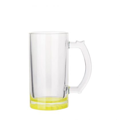 BEER GLASS (Clear) YELLOW bottom 16oz