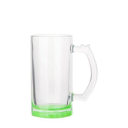 BEER GLASS (Clear) GREEN bottom 16oz