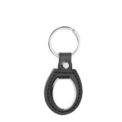 KEY-RING -  METAL+ LEATHER (Oval) black