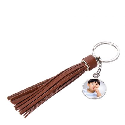 KEY-RING -Tassel (BROWN long) ROUND