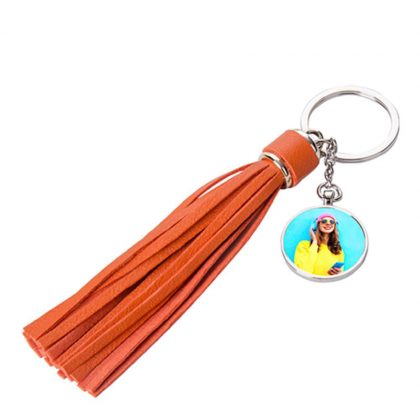 KEY-RING -Tassel (ORANGE long) ROUND