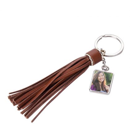 KEY-RING -Tassel (BROWN long) SQUARE