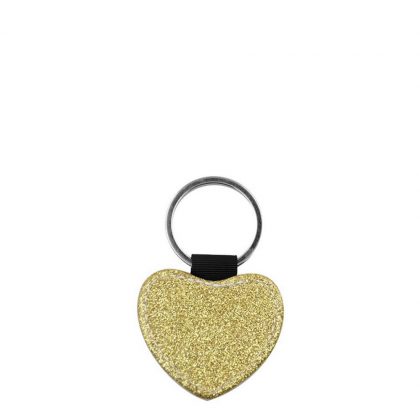 KEY-RING - Leather (GLITTER) HEART golden