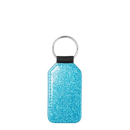 KEY-RING - Leather (GLITTER) BARREL blue