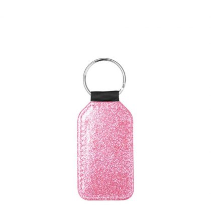 KEY-RING - Leather (GLITTER) BARREL pink