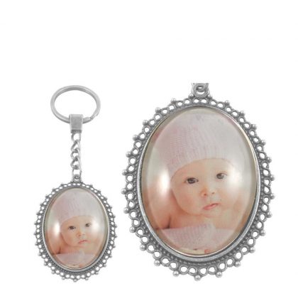 KEY-RING - ALLOY oval silver (P028)