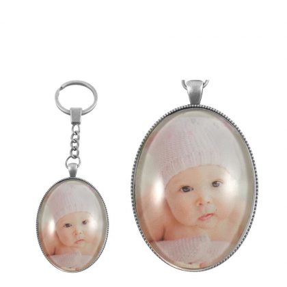 KEY-RING - ALLOY oval silver (P034)