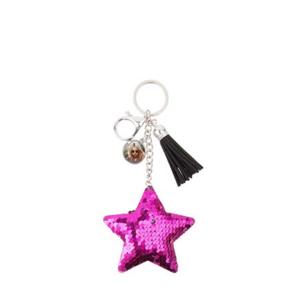 KEY-RING - (SEQUIN) STAR rose red
