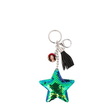 KEY-RING - (SEQUIN) STAR blue/green