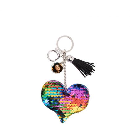 KEY-RING - (SEQUIN) HEART mixed colors