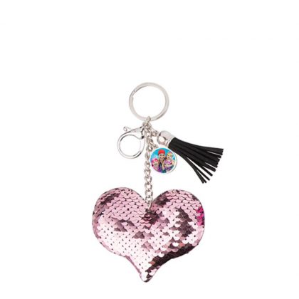 KEY-RING - (SEQUIN) HEART pink