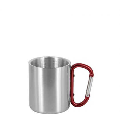Stainless Steel Mug 8oz - SILVER with Red Handle