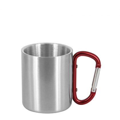 Stainless Steel Mug 11oz - SILVER with Red Handle