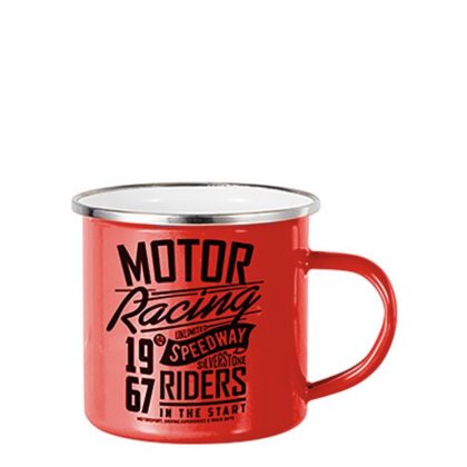 ENAMEL MUG 12oz (RED) SILVER rim