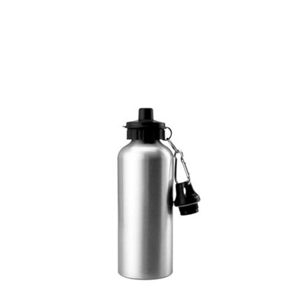 WATER BOTTLE - ALUM. 400ml - SILVER 2caps