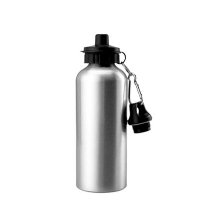 WATER BOTTLE - ALUM. 600ml - SILVER 2caps