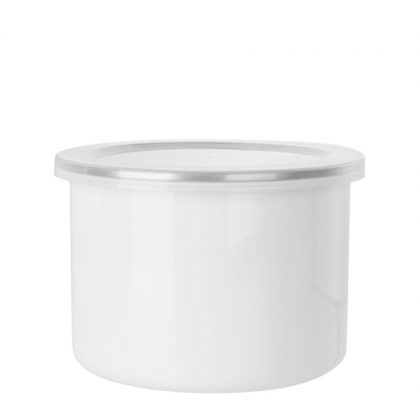 ENAMEL BOWL 40oz. HIGH - WHITE+SILVER rim