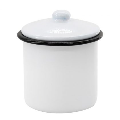 ENAMEL CAMISTER small (WHITE) BLACK rim