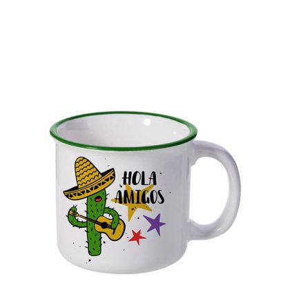 MUG 10oz (CERAMIC ENAMEL) GREEN rim