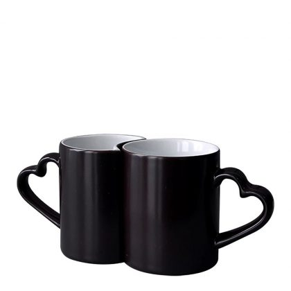 MUG CHANGING COLOR 11oz. (HEART 2pcs) BLACK gloss