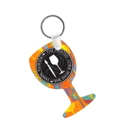 KEY-RINGS (Aluminum 2-sided) SEMI-GLOSS WINE GLASS- 4.06x6.85