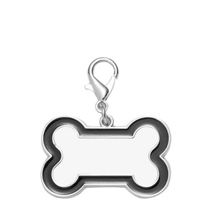 Pet Tag (DOG BONE Black edge) 3x4.5cm - Zinc alloy