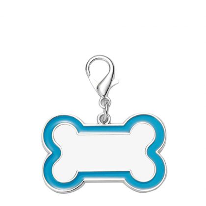 Pet Tag (DOG BONE Blue edge) 3x4.5cm - Zinc alloy