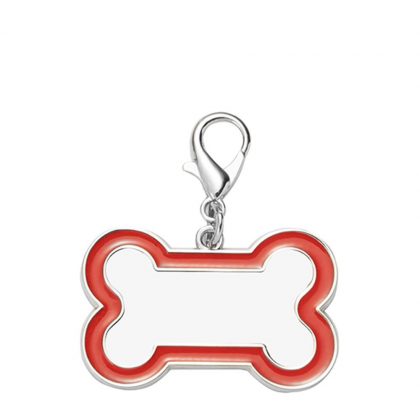 Pet Tag (DOG BONE Red edge) 3x4.5cm - Zinc alloy