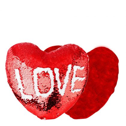 PILLOW - COVER Sequin(HEART)RED 34x40