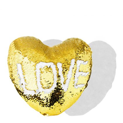 PILLOW - COVER Sequin(HEART)GOLD wh 39x44