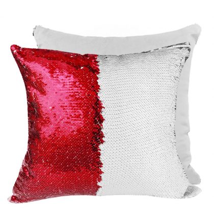 PILLOW - COVER Sequin(RED white back)40x40