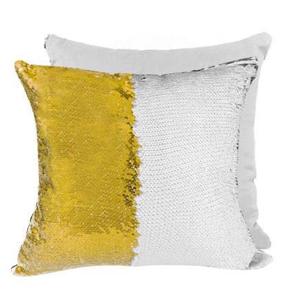 PILLOW - COVER Sequin(GOLD white back)40x40