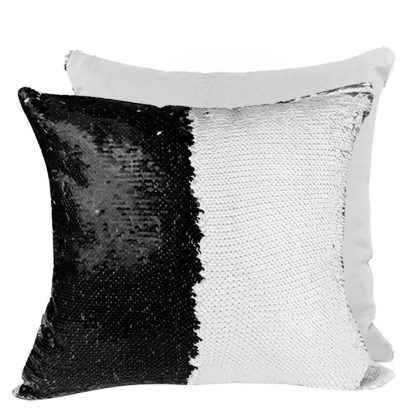 PILLOW - COVER Sequin(BLACK white back)40x40