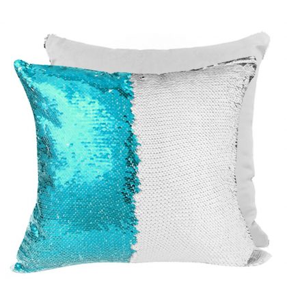 PILLOW - COVER Sequin(BLUE L.white back)40x40