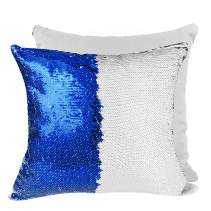 PILLOW - COVER Sequin(BLUE D.white back)40x40