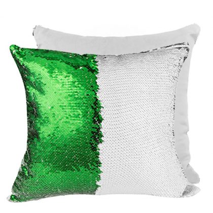 PILLOW - COVER Sequin(GREEN white back)40x40