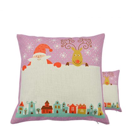 XMAS - PILLOW - COVER (LINEN) pink