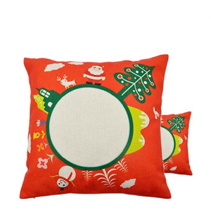 XMAS - PILLOW - COVER (LINEN) red circle