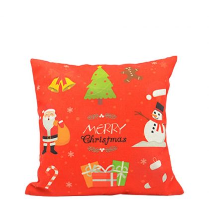 XMAS - PILLOW - COVER (LINEN) RED/green tree