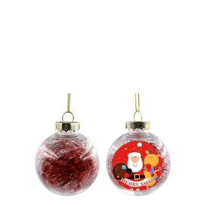 XMAS BALL - CLEAR/RED- Diam. 6cm