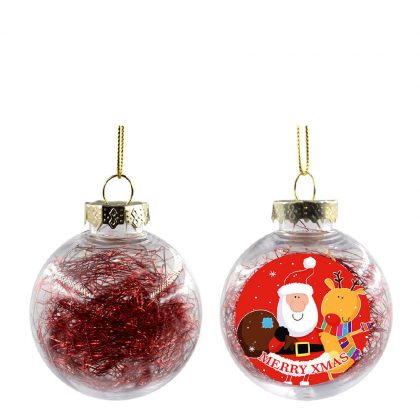XMAS BALL - CLEAR/RED- Diam. 8cm