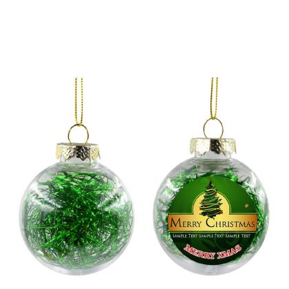 XMAS BALL - CLEAR/GREEN- Diam. 8cm