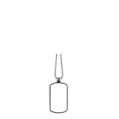 Pet Tag (RECTANGULAR White gloss) - Zinc Alloy with Chain 75cm