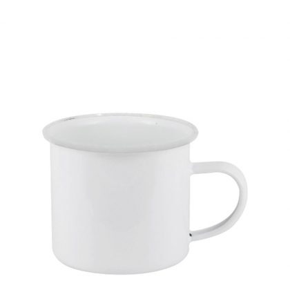 ENAMEL MUG 12oz WHITE + WHITE rim