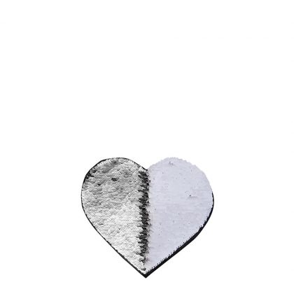 HEART ADHESIVE sequin (SILVER)10.5x12 cm