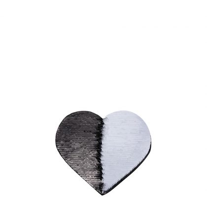 HEART ADHESIVE sequin (BLACK)10.5x12 cm